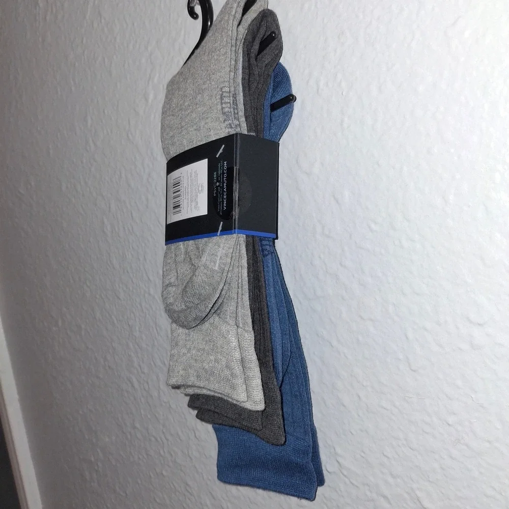 Vince Camuto Men's Dress Socks 3 Pairs Ribbed One Size Blue Gray Stripe